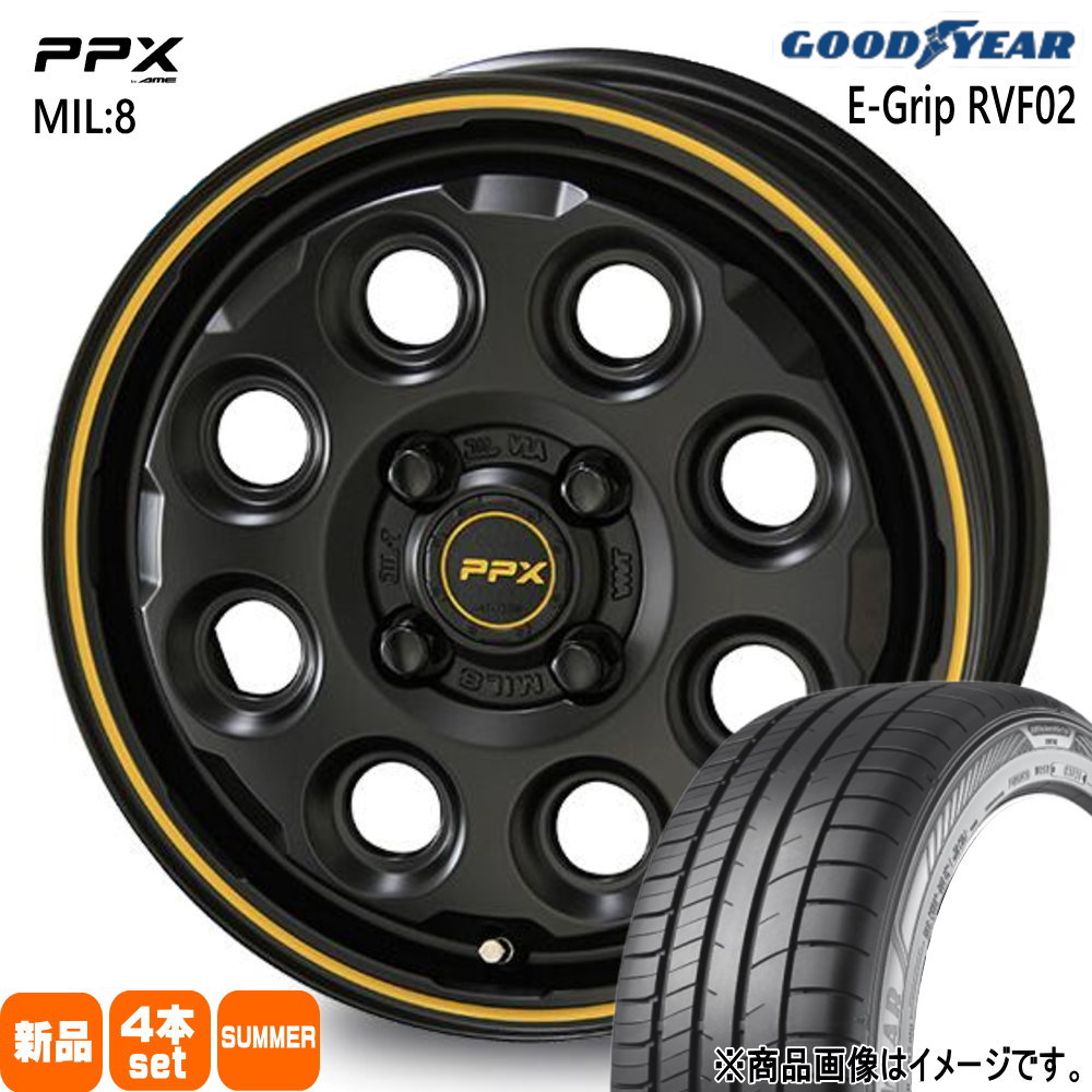 155/65R14 75H エフィシェントグリップ RVF02 EfficentGrip RVF02 グッドイヤー GOODYEAR 新品 夏用 サマータイヤ ホイール 4本セット 共豊コーポレーション PPX MIL:8 14×4.5+45 4/100 14インチ