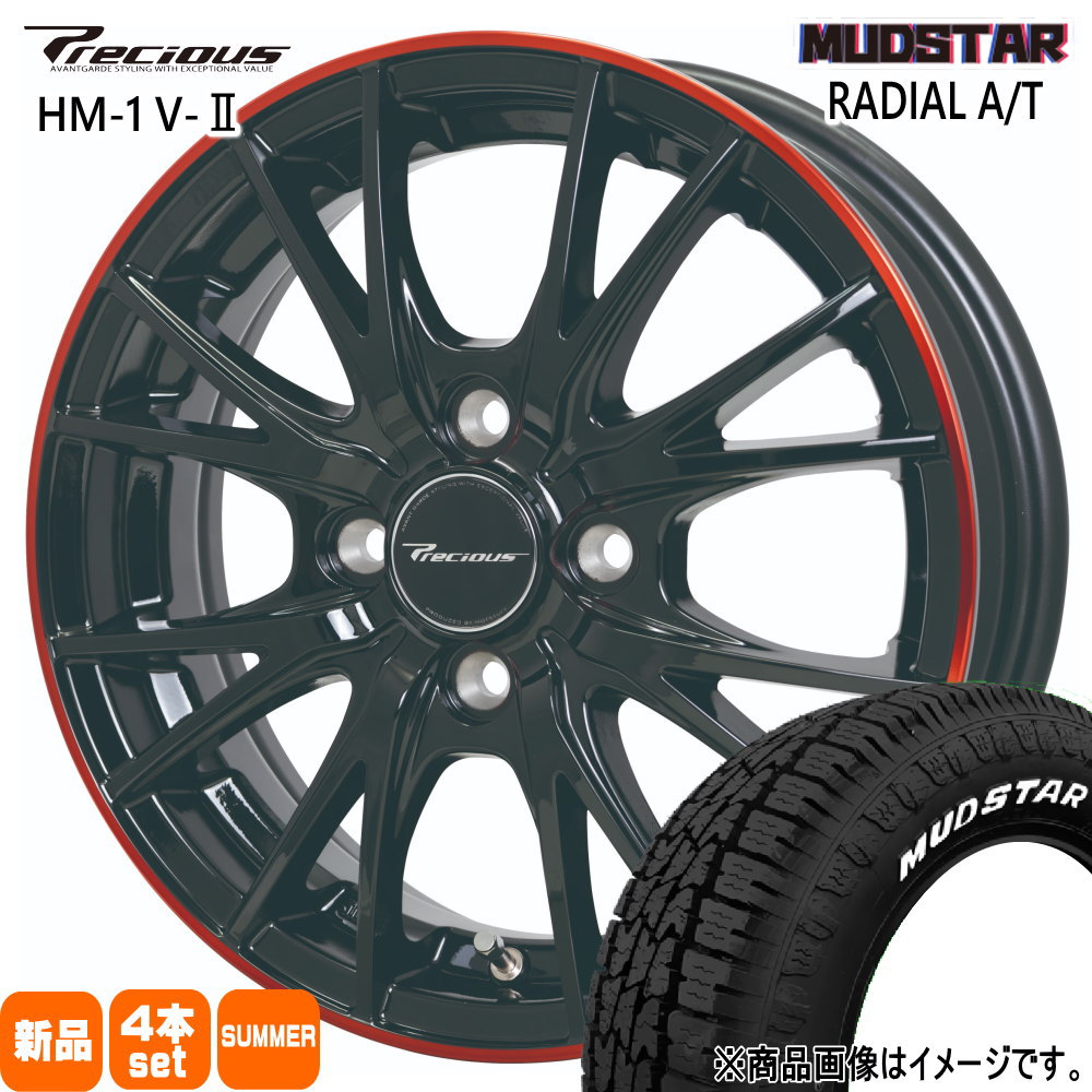 155/65R14 75S ラジアル AT RADIAL AT マッドスター MUDSTAR 新品 夏用 サマータイヤ ホイール 4本セット HOT STUFF CORPORATION Precious HM-1 V2 14×4.5+45 4/100 14インチ