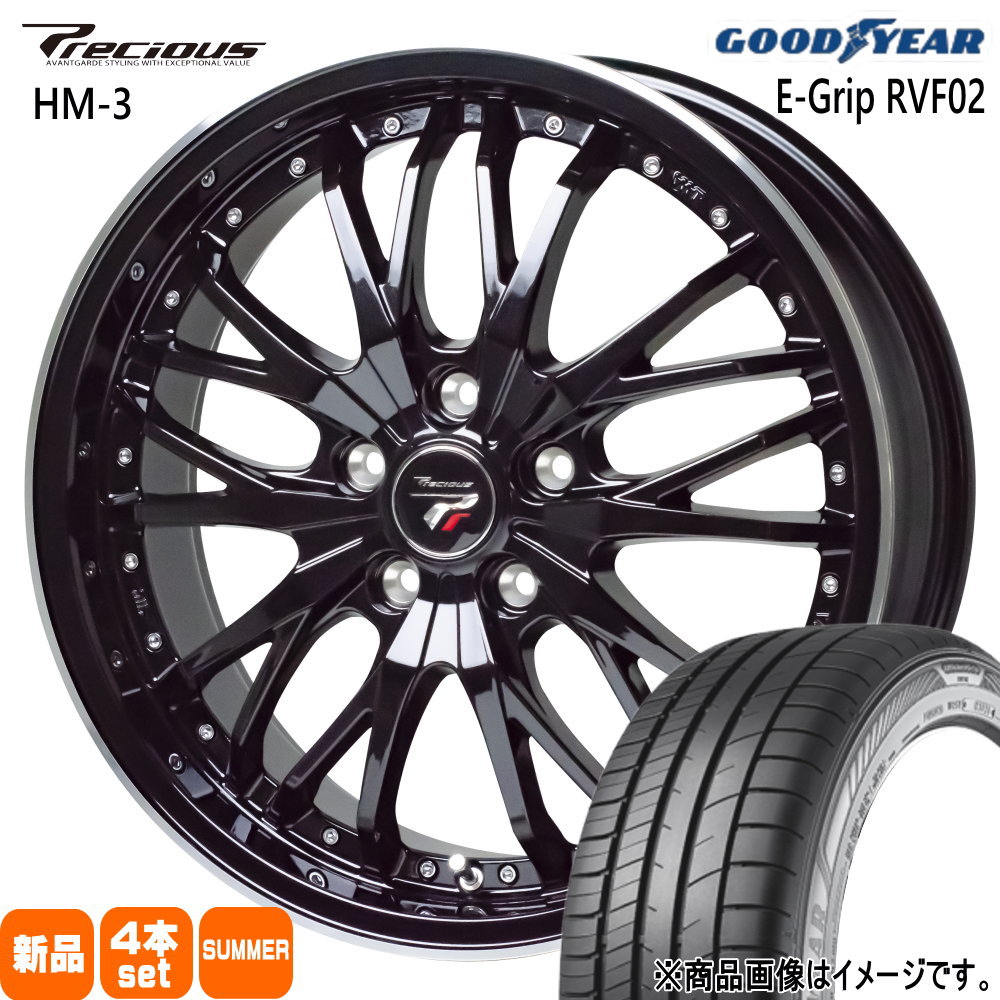 225/55R18 102V エフィシェントグリップ RVF02 EfficentGrip RVF02 グッドイヤー GOODYEAR 新品 夏用 サマータイヤ ホイール 4本セット HOT STUFF CORPORATION Precious HM-3 18×7.5+53 5/100 18インチ