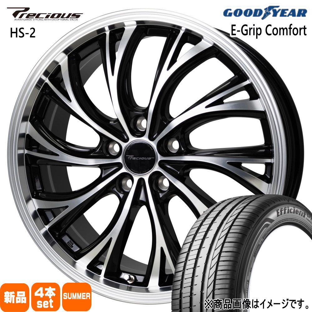 225/45R18 95W XL エフィシェントグリップ コンフォート EfficientGrip Comfort グッドイヤー GOODYEAR 新品 夏用 サマータイヤ ホイール 4本セット HOT STUFF CORPORATION Precious HS-2 18×8.0+42 5/114.3 18インチ
