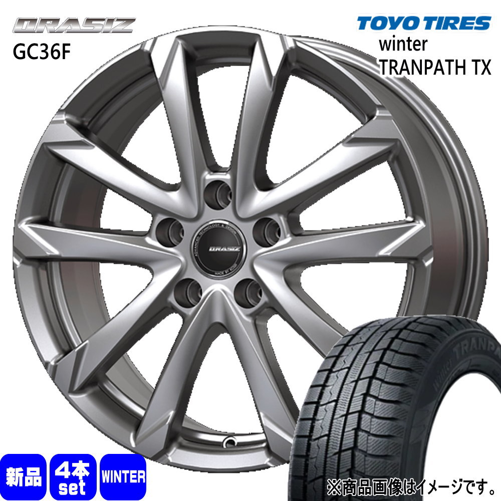 215/50R17 91Q ウィンタートランパス TX WinterTRANPATH TX トーヨータイヤ TOYOTIRES 新品 冬用 スタッドレスタイヤ ホイール 4本セット KIT JAPAN QRASIZ GC36F 17×7.0+48 5/114.3 17インチ