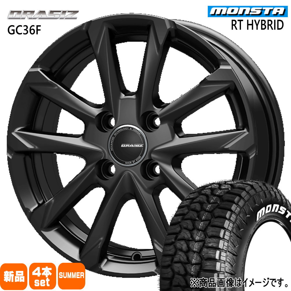 155/65R14 81S XL RTハイブリッド RT HYBRID モンスタ MONSTA 新品 夏用 サマータイヤ ホイール 4本セット KIT JAPAN QRASIZ GC36F 14×4.5+45 4/100 14インチ