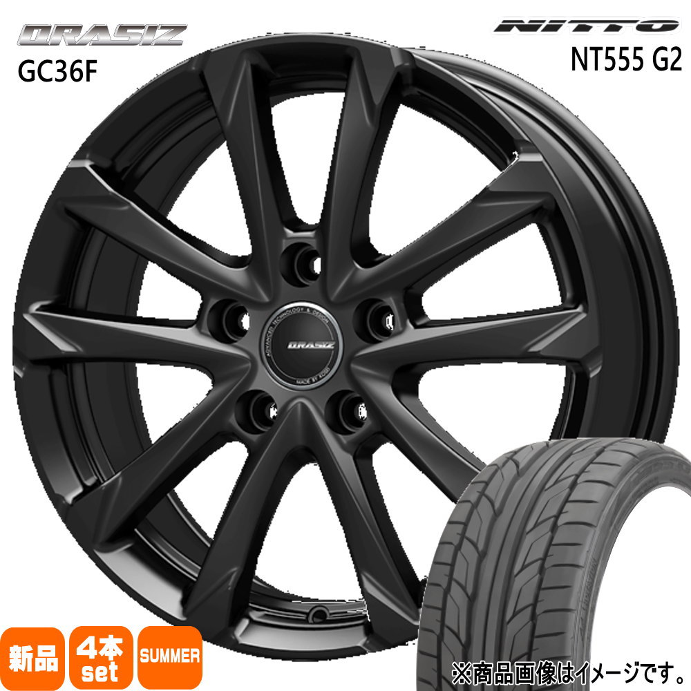 215/45R18 93Y XL エヌティー ゴーゴーゴ ジーツー NT555G2 ニットー NITTO 新品 夏用 サマータイヤ ホイール 4本セット KIT JAPAN QRASIZ GC36F 18×7.5+38 5/114.3 18インチ
