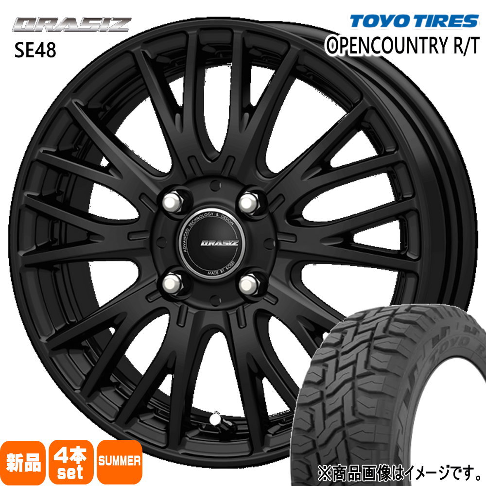 145/80R12 80/78N LT オープンカントリー RT OPENCOUNTRY R/T トーヨータイヤ TOYOTIRES 新品 夏用 サマータイヤ ホイール 4本セット KIT JAPAN QRASIZ SE48 12×3.5+44 4/100 12インチ