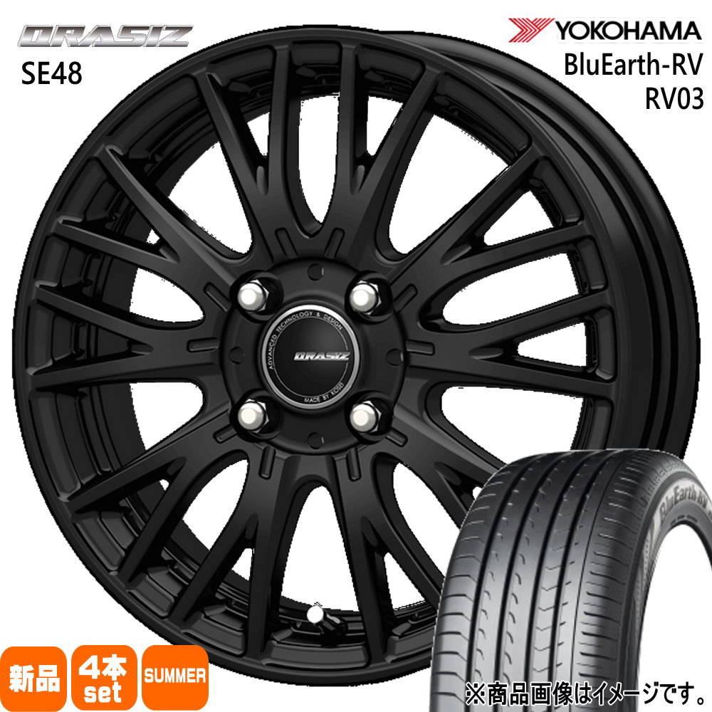 195/65R15 91H ブルーアース RV RV03 BluEarth-RV RV03 ヨコハマ YOKOHAMA 新品 夏用 サマータイヤ ホイール 4本セット KIT JAPAN QRASIZ SE48 15×5.5+42 4/100 15インチ