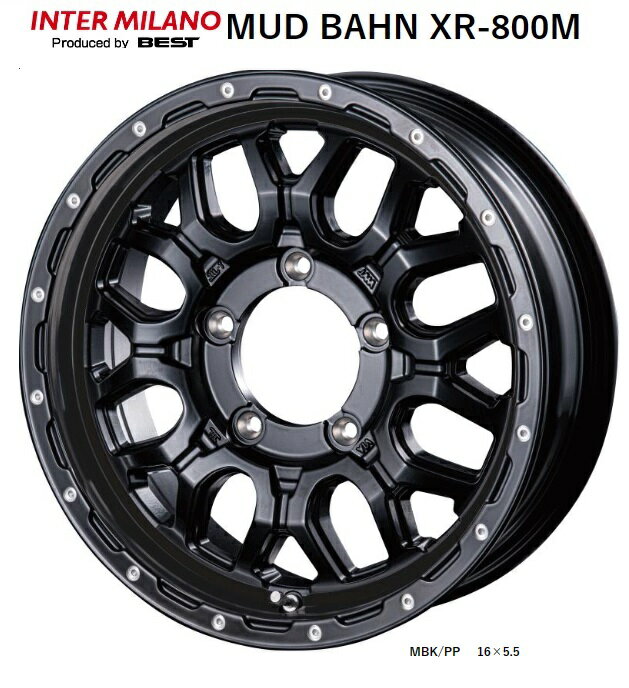 送料無料 4本セット ホイールのみ ベスト MUD BAHN XR-800M マッドバーン マットブラックピアスポリッシュ 16インチ 5.5J インセット+20 5穴 PCD139.7 4本 JWL-T スズキ ジムニー