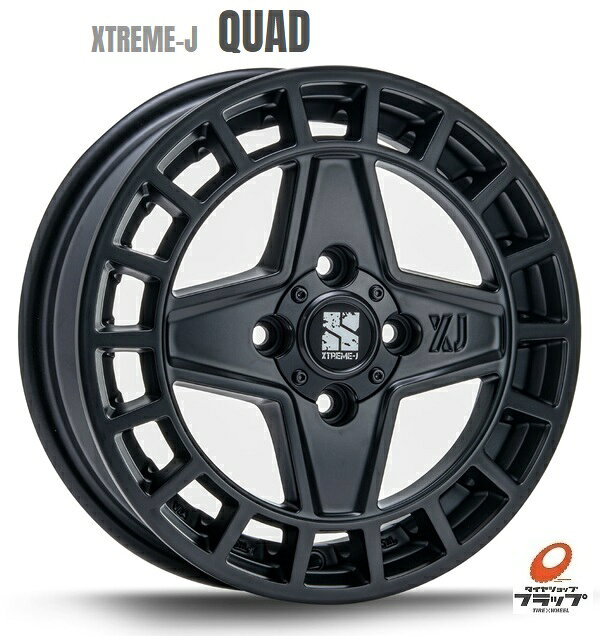 送料無料 ホイールのみ 4本セット MLJ XTREME-J QUAD エクストリームジェイ サテンブラック 14インチ 4.5J インセット+45 4穴 PCD100 JWL JWL-T 軽トラ 軽バン 軽自動車 ウェイク デリカミニ スペーシアギア