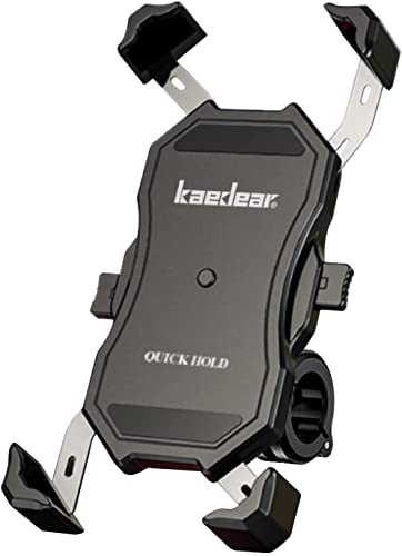 『代引き不可』Kaedear(カエディア) バイク スマホ ホルダー バイク用 クイックホールド 携帯ホルダー スマホ 振動吸収 マウント 対応 スマートフォン アルミ製 バーマウント ミラー 原付 オートバイ 自転車 KDR-M11C (Black)