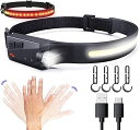 【期間限定ポイントUP】ヘルメットライト UMIONE 充電式LEDヘッドランプ センサー付き 450LUMEN 高輝度 8時間連続使用 軽量 アウトドア ヘル...