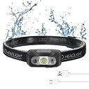 【期間限定ポイントUP】Poven ヘッドライト USB充電式 LED アウトドア用ヘッドライト 38g超軽量 センサー検知 IPX5防水 500ルーメン ヘッ...