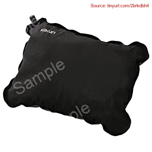 【期間限定ポイントUP】KAKURI インフレーターピロー スウェード調 12cm厚 枕 アウトドア キャンプ 車中泊 自動膨張 コンパクト 収納袋付 グレー/ブラック 使用時サイズ/約42×30×厚12cm、収納時/約長さ32×直径12c