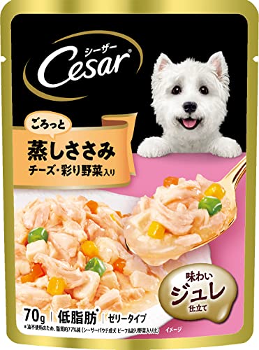 【期間限定ポイントUP】シーザー パウチ 成犬用 蒸しささみ チーズ・野菜入り 70g×16個 (まとめ買い) [ドッグフード・ウェット]