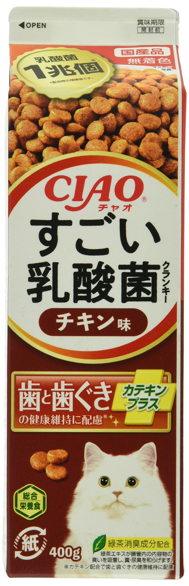 【期間限定ポイントUP】CIAO すごい乳酸菌クランキー牛乳パック チキン味 400g
