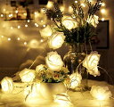 【代金不可!期間限定ポイントUP】Aquamie イルミネーション ライト バラ 花 電飾 クリスマス 誕生日 飾り 屋内 電池式 (ホワイト 3m 20灯)(3)