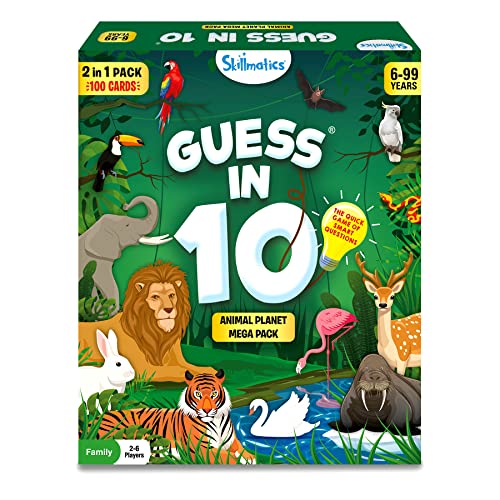 yԌ|CgUPzSkillmatics Card Game : Guess in 10 Animal Planet Mega Pack | Gifts for 6 Years Olds and Up | Super Fun for