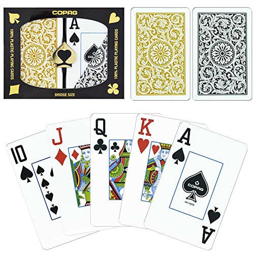 真っ黒　トランプ 【期間限定ポイントUP】Copag Bridge Size Jumbo Index 1546 Playing Cards (Black Gold Setup)