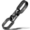 【期間限定ポイントUP】TISUR チタン キーリング 車キーホルダー メンズ スマートキー 金具 360°回転コネクタ 紛失防止 (ブラック/コネクタ1個+連...