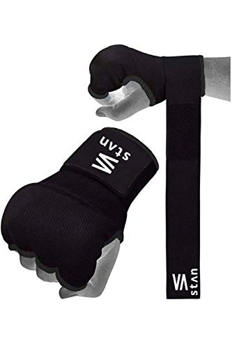 【期間限定ポイントUP】stan バンテージ 簡単 マジックテープ式 インナーグローブ ボクシング MMA 衝撃吸収ゲルパッド (M, ブラック)