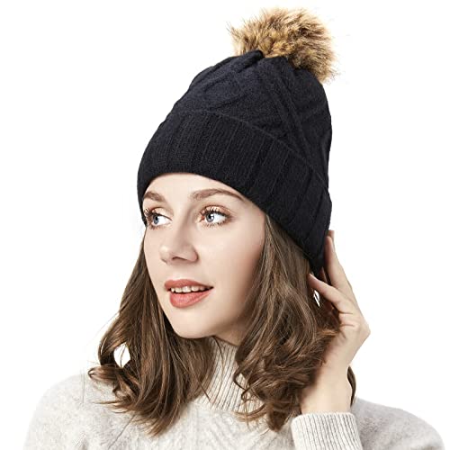 【期間限定ポイントUP】[OZERO] 【限定ブランド】 （オゼロ） ニット帽 レディース 帽子 防寒 冬 毛糸の帽子 裏起毛 厚手 ポンポン おしゃれ かわいい 保温 無地 アウトドア キャップ ブラック/ホワイト/オレンジ フリーサイズ