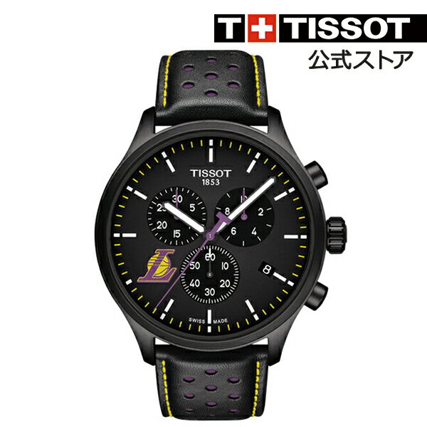 【最大2000円OFFクーポン対象】ティソ 公式 メンズ 腕時計 TISSOT 店舗限定 クロノ XL NBA チームズ スペシャル ロサンゼルス・レイカーズ エディション クオーツ ブラック文字盤 レザー 【CHRONO XL 電池 ベルト 22mm インデックス クォーツ クロノグラフ】