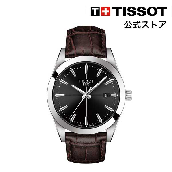 ティソ 公式 メンズ 腕時計 TISSOT ジェントルマン クォーツ ブラック文字盤 レザー T1274101605101