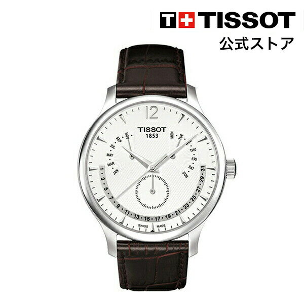 ティソ 公式 メンズ 腕時計 TISSOT トラディション パーペチュアルカレンダー クォーツ シルバー文字盤 レザー T0636371603700