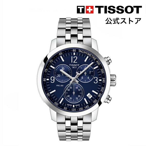 ティソ 腕時計（メンズ） 【楽天スーパーSALE P10倍】ティソ 公式 メンズ 腕時計 TISSOT PRC 200 クロノグラフ クォーツ ブルー文字盤 ブレスレット T1144171104700