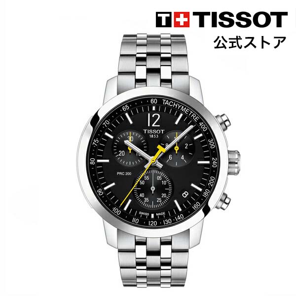 ティソ 腕時計（メンズ） 【楽天スーパーSALE P10倍】ティソ 公式 メンズ 腕時計 TISSOT PRC 200 クロノグラフ クォーツ ブラック文字盤 ブレスレット T1144171105700