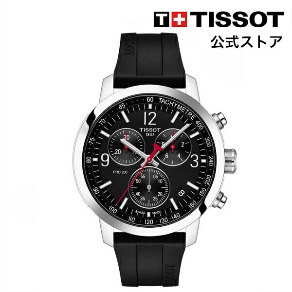 ティソ 腕時計（メンズ） ティソ 公式 メンズ 腕時計 TISSOT PRC 200 クロノグラフ クォーツ ブラック文字盤 ラバー T1144171705700