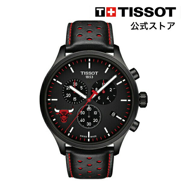 【マラソンP10倍】ティソ 公式 メンズ 腕時計 TISSOT クロノ XL NBA チームズ スペシャル シカゴ・ブルズ エディション クォーツ ブラック文字盤 レザー T1166173605100