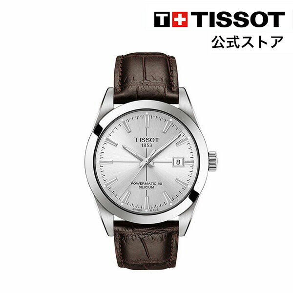 ティソ 腕時計（メンズ） 【ワンダフルデーP10倍】ティソ 公式 メンズ 腕時計 TISSOT ジェントルマン オートマティック パワーマティック80 シリシウム シルバー文字盤 レザー T1274071603101