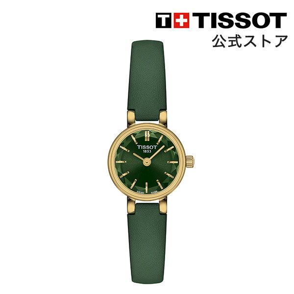 ティソ ティソ 公式 レディース 腕時計 TISSOT ラブリー ラウンド グリーン文字盤 レザーストラップ T1400093609100