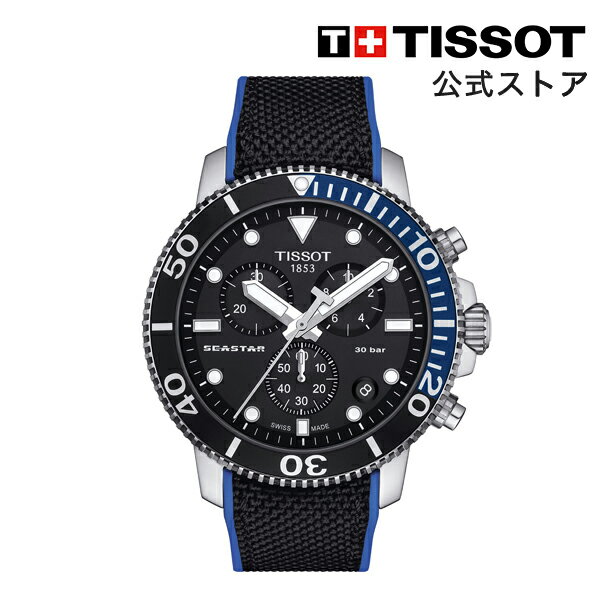 楽天TISSOTティソ公式ストア楽天市場店ティソ 公式 メンズ 腕時計 TISSOT シースター 1000 クロノグラフ ブラック文字盤 テキスタイルストラップ T1204171705103