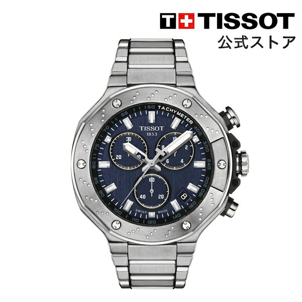 ティソ ビジネス腕時計 メンズ ティソ 公式 メンズ 腕時計 TISSOT T-レース クロノグラフ ブルー文字盤 ブレスレット T1414171104100