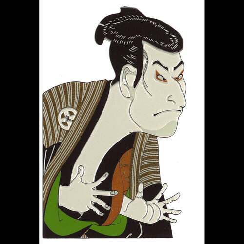 京蒔絵シール 日本の意匠シリーズ 【写楽 江戸兵衛】スマートフォンやお持ちのアイテムをお洒落れに飾る蒔絵シール【メール便でお届けします】