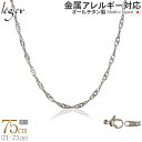 【 金属アレルギー対応 】 純チタン ネックレス チェーン 75cm スクリュー 3.3mm幅 ( チタン チェーンネックレス レディース メンズ 錆びない アジャスター ロング シンプル ユニセックス 男女兼用 ニッケルフリー 71cm 72cm 73cm 74cm スポーツ 肩こり ) B75F