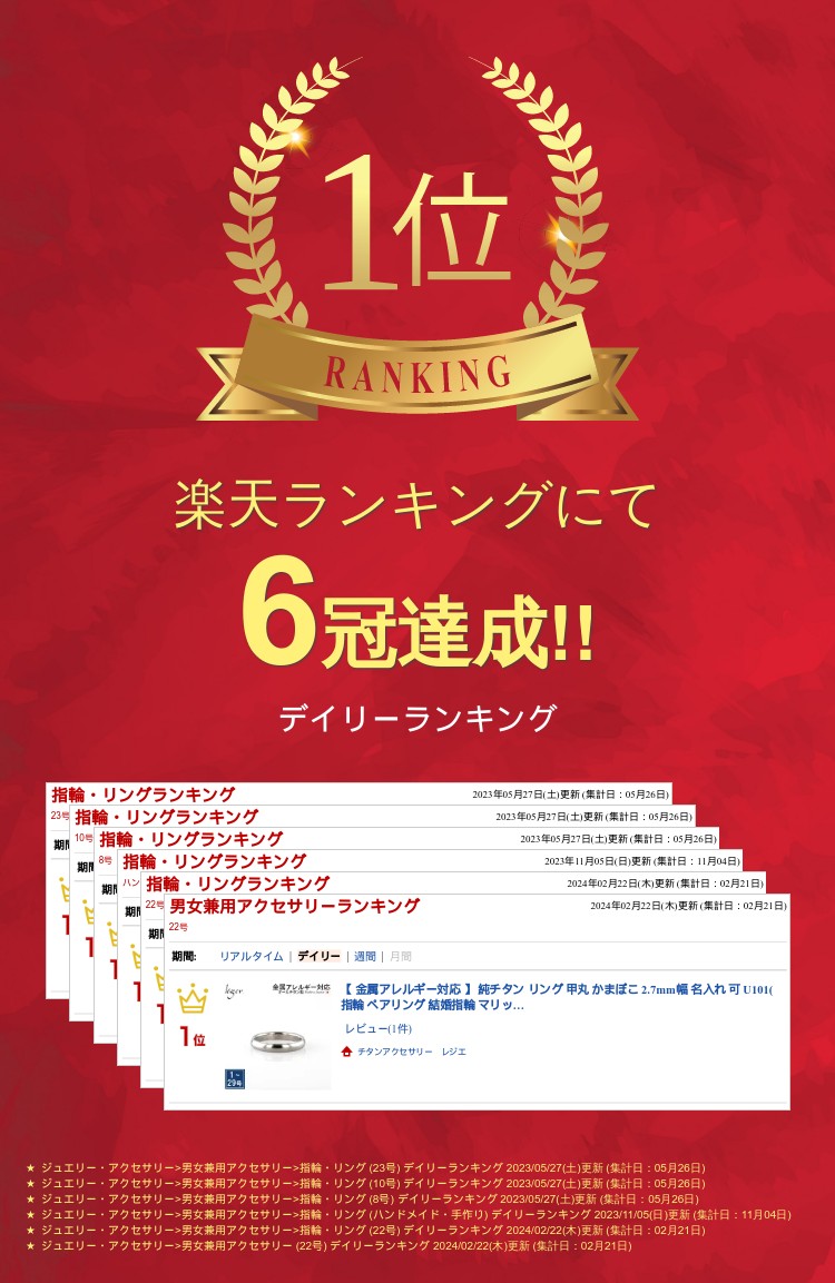 【 金属アレルギー対応 】 純チタン リング 甲丸 かまぼこ 2.7mm幅 名入れ 可 ( 指...
