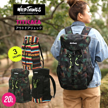 ＜送料無料＞リュック 20L メンズ 大容量 おしゃれ 大人 通学 WILDTHINGS ワイルドシングス バッグ レディース ブラック カモフラ コラボ エスニック アジアン ネイティブ チチカカ公式 TITICACA ／ WildThings コラボ アウトドアリュック zhsjcb7133