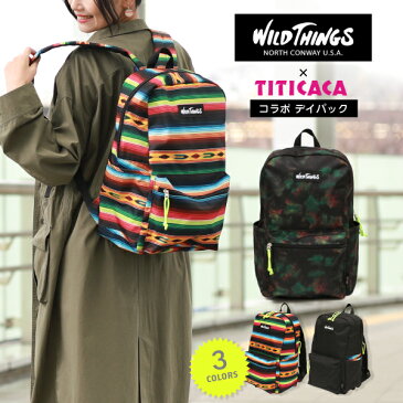 ＜送料無料＞リュック レディース メンズ 大容量 おしゃれ 大人 通学 WILD THINGS ワイルドシングス バッグ ブラック カモフラ コラボ エスニック アジアン ネイティブ チチカカ公式 TITICACA ／ WildThings コラボ デイパック zhsjcb7134