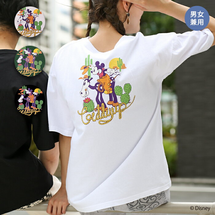 【20％OFF★SALE】 Disney ディズニー 別注 Tシャツ ビッグT ティーシャツ トップス カットソー レディース メンズ ユニセックス 男女兼用 春 夏 半袖 エスニック チチカカ TITICACA ／ ミッキー “カウボーイ”/ プリントTシャツ【WEB限定】 mlsjcd637のサムネイル