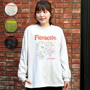 フラワーモチーフ刺繍プルオーバー / スウェット カットソー ミニ裏毛 トップス レディース 春 秋 長袖 リブ 刺しゅう ボタニカル グラフィック カラフル ネオン メキシコジニア ゆったり ライトグレー ブラック カジュアル エスニック チチカカ TITICACA