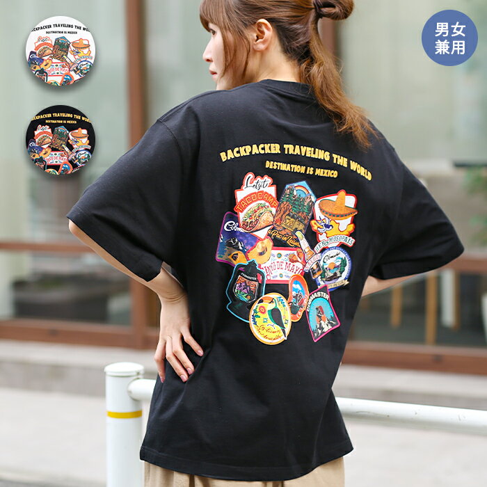 COBMASTER コラボ メキシコモチーフワッペンTシャツ ／ ティーシャツ カットソー 男女兼用 半袖 綿100％ 吸水速乾 コブマスター コブベアー プリント M L ユニセックス トップス プルオーバー オーバーサイズ ゆったり ホワイト ブラック エスニック チチカカ TITICACA