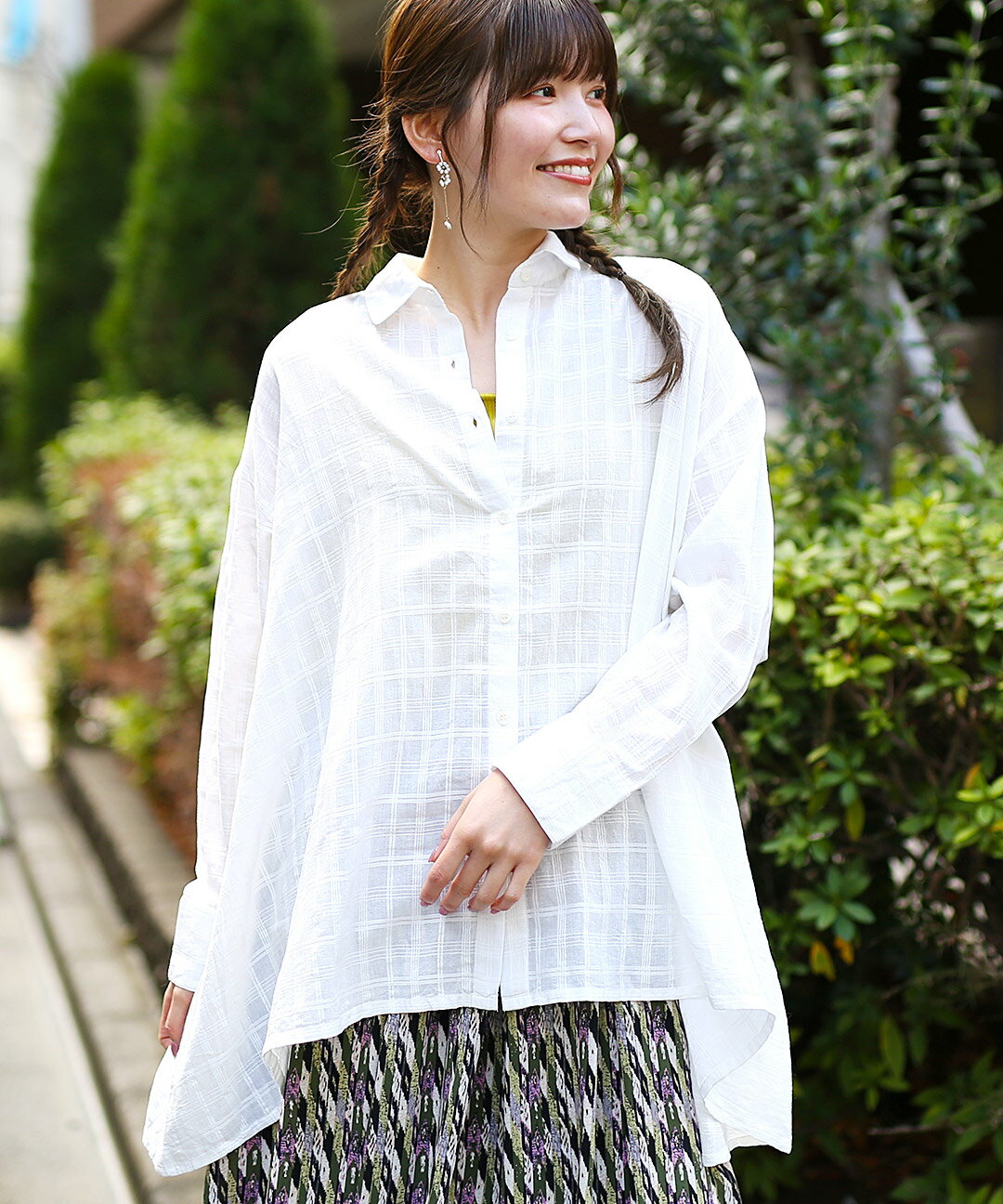 えり♡ Rico インドコットン×レースシャツ ／ シャツ 羽織り レディース