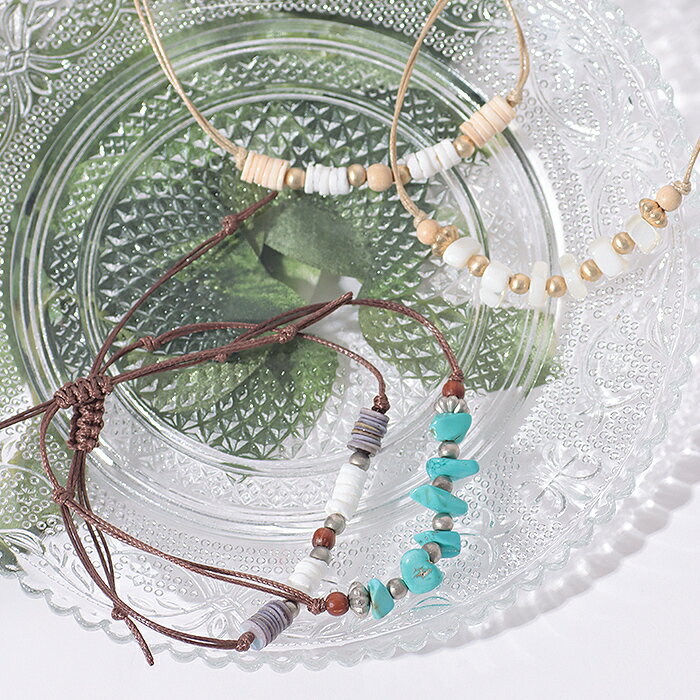 ストーン&ビーズブレスレットセット / 2本セット ブレスレット 腕輪 アクセサリー レディース メンズ 男女兼用 ユニセックス シンプル 天然石 クリア ナチ...