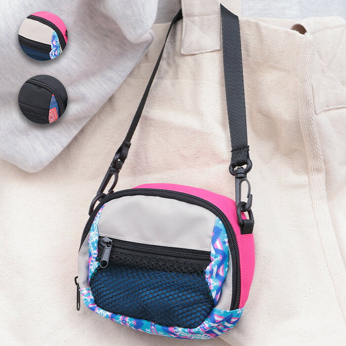 ミニエスニックメッシュポーチ ／ ポーチ ミニチュア バッグ型ポーチ 小物入れ コスメポーチ マルチケース エスニメッシュ ストラップ付き ファスナー ナスカン付き レディース プレゼント ギフト ブラック ネイビー エスニック チチカカ TITICACA