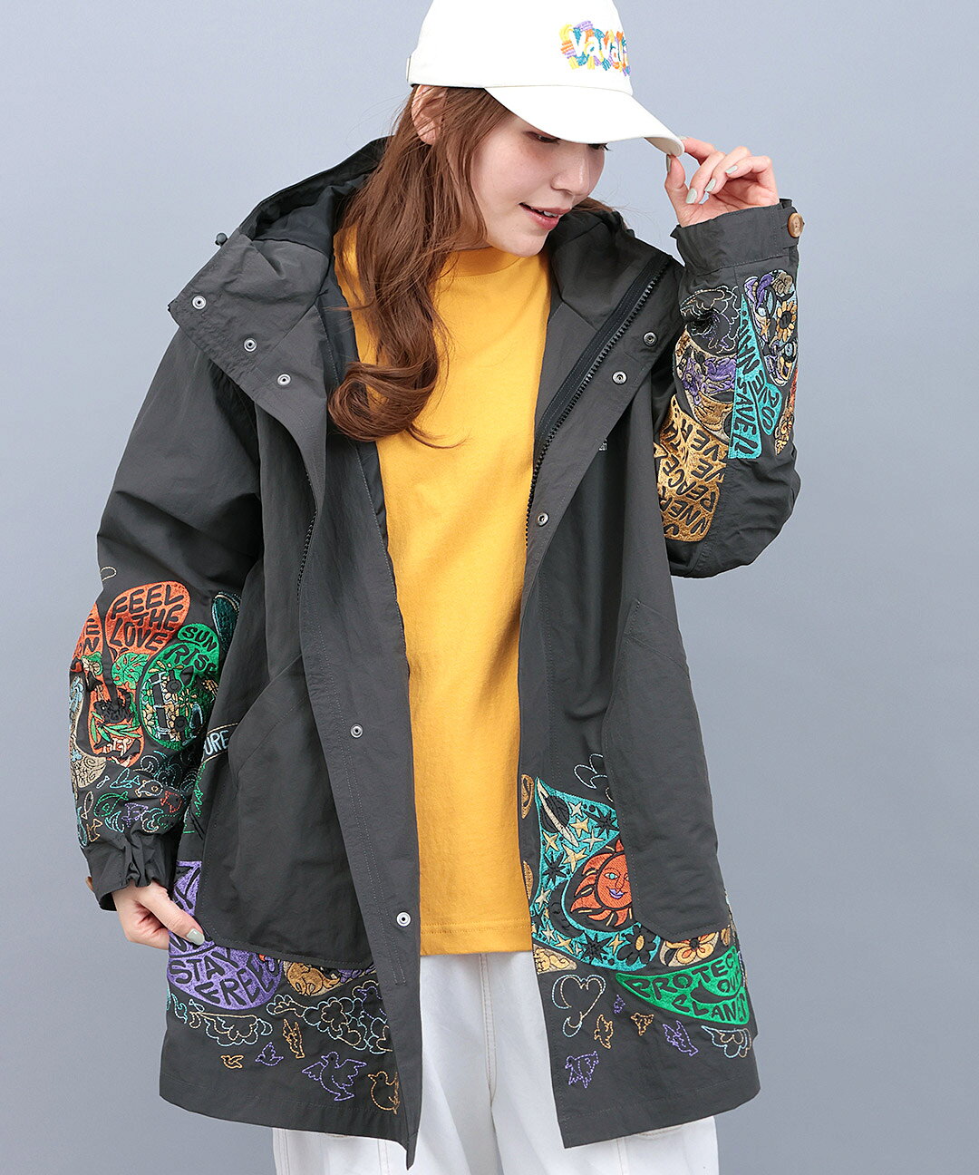 go slow caravan ウェザークロスパネル刺繍フィールドコート【WEB限定】 ／ コート ジャケット アウター 上着 秋冬 レディース 男女兼用 ユニセックス mens メンズ 長袖 刺繍 カジュアル キャンプ エスニック マスタード ブラック カーキ ps チチカカ TITICACA titicaca-10026509 エスニック チチカカ楽天市場店 サンプル画像3