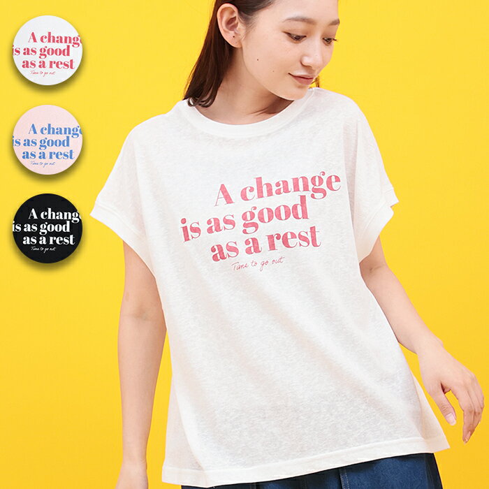 乐天商城 - Orale! シアー天竺ロゴフレンチTシャツ ／ Tシャツ ティーシャツ トップス カットソー プルオーバー レディース プリント カジュアル ストリート アメカジ 春 夏 ロゴ 半袖 ホワイト ピンク ブラック シアー 透け感 フレンチスリーブ エスニック チチカカ TITICACA