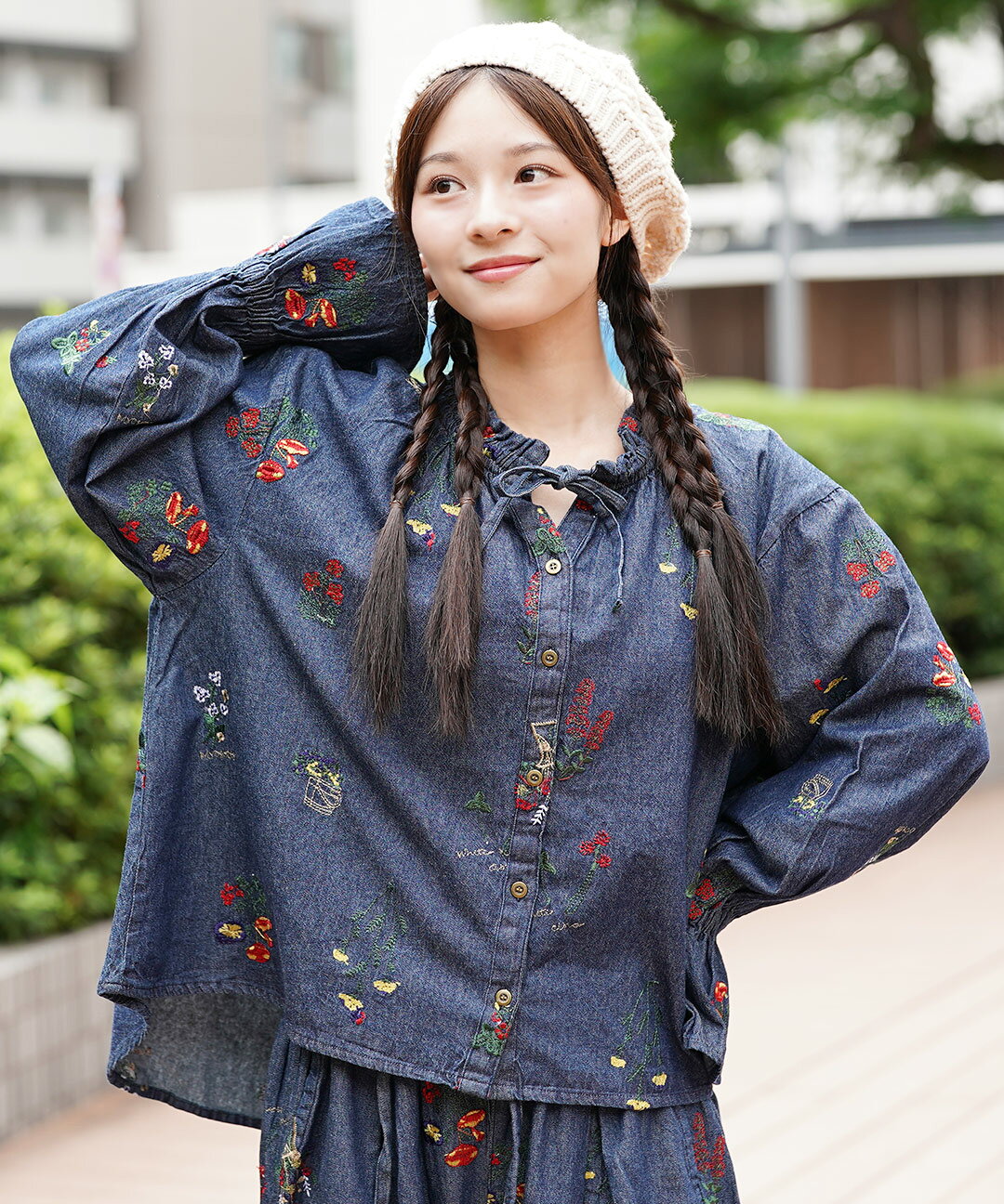 楽天市場】フラワー刺繍 デニムシャツの通販