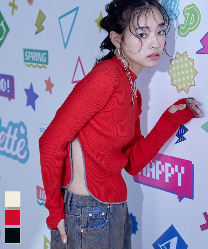 先着100名様【店内全品50％OFFクーポン】12/4 20時～■ラウンドヘムショートリブニット【miette ミエッ..