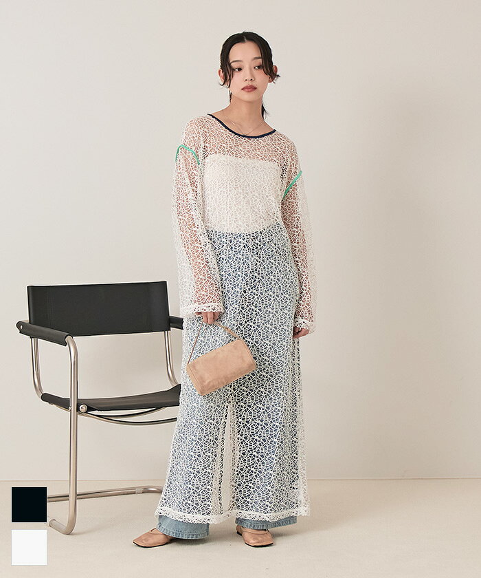 Rakuten - 【店内全品20％OFFクーポン】5/16 1:59まで■幾何学メッシュワンピース【miette ミエット】